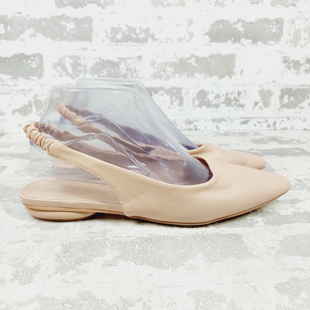 NEW H By Halston Flats Women 8 Nude Pointed Toe Slingback Minimalist Modern A623 - Picture 5 of 10